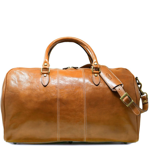 Floto Italian Leather Venezia Duffle Travel Bag Luggage olive honey brown 2